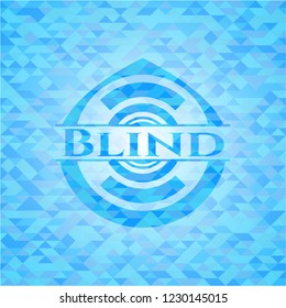 Blind sky blue emblem with triangle mosaic background