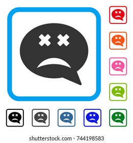 Blind Smiley Message icon. Flat grey pictogram symbol in a blue rounded frame. Black, gray, green, blue, red, orange color additional versions of Blind Smiley Message vector.