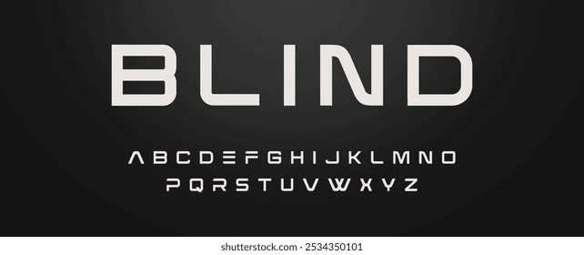 BLIND, Sports minimal tech font letter set. Luxury vector typeface for company. Modern gaming fonts logo design.