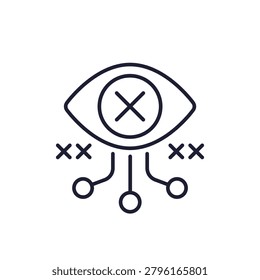 blind spot line icon with eye, computer vision and artificial intelligence