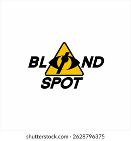 Blind spot logo icon design with hazard and eye symbol.