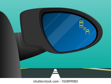 Blind Spot Monitoring Area Zone System Mirror Car Vehicle Side View Alert Warning Avoid Prevent Crash Detection Object Ultrasonic Radar Camera Sensor Technology Automotive Automobile Driver Safety 