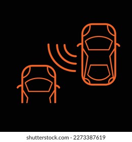 Icono del sistema de monitoreo de manchas ciegas. Conducción segura y seguridad del coche, símbolo moderno de la silueta de seguridad del tráfico. Tecnología inteligente de asistencia a los conductores. 