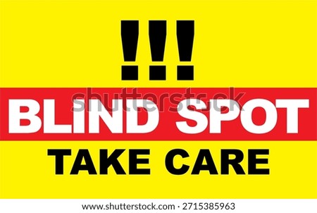 BLIND SPOT vehicle warning vector, yellow square.