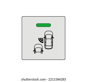 La clave del sistema de alerta de manchas ciegas está activa. La llave del sistema de seguridad del coche. Dibujo moderno de sketch de autos. Icono de línea modificable.