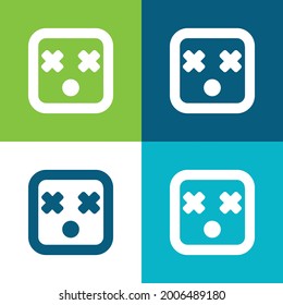 Cuadrado ciego Cara plana de cuatro colores conjunto de iconos mínimo