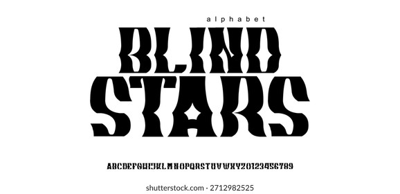Blind Stars Font es una fuente de pantalla psicodélica audaz con Formas retro deformadas, perfecta para carteles, marcas y títulos llamativos.