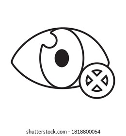 Blind symbol of an opened eye with forbidden sign over white background, line style, vector illustration