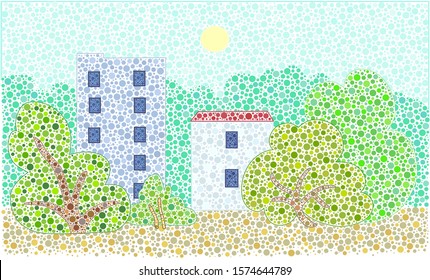 Сolor Blind Test Landscape. Color Blindness Concept