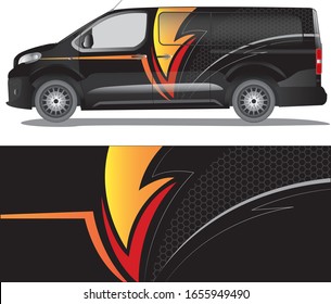 Blind van car wrap vector designs abstract orange lineart with steel texture livery for vehicle vinyl background design