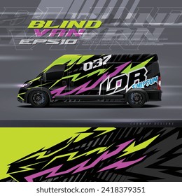 Camioneta ciega para el vector de diseño de envoltura de coches de carreras. Diseños gráficos abstractos de banda de fondo de carreras para envolver vehículos, carreras de coches, rally, aventura y livery