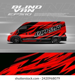 Blind van für Rennwagen Wrapper Design Vektor. Grafikabstrakte, abstrakte Streifen-Rennhintergrund-Designs für Wrackfahrzeug, Rennwagen, Rallye, Abenteuer und Livery