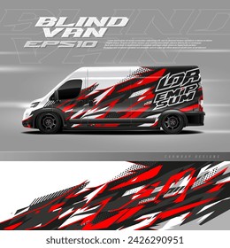 Blind van for racing car wrap design vector. Graphic abstract stripe racing background kit designs for wrap vehicle, race car, rally, adventure and livery