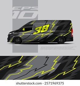 Blind van wrap design vector. Graphic abstract stripe racing background kit designs for wrap vehicle, race car, rally, adventure and livery