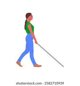 Blind Walking, Disability Vector Illustration Isolated