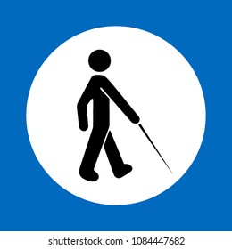 Blind walking man with a stick line icon. Vector.