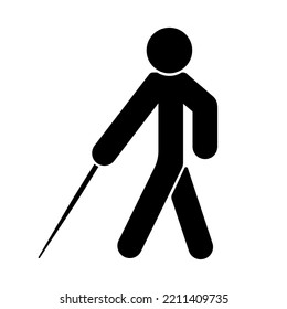Hombre que camina ciego con un icono de palo
