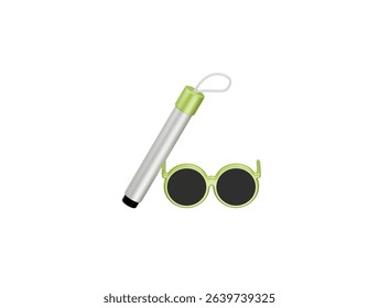 blind walking stick icon 3d illustration render