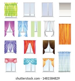 Blind window icons set. Cartoon set of blind window vector icons for web design