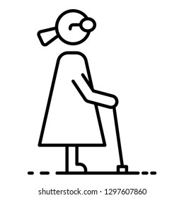 Blind woman icon. Outline blind woman vector icon for web design isolated on white background