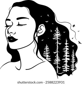 Blind Woman illustrations Forest Girl