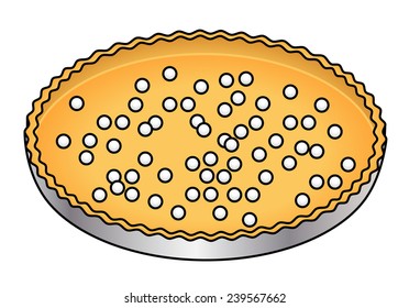Blind-baking an empty pie crust with ceramic baking beans.