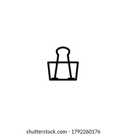 Blinder clip vector icon. Metal paper clip outline illustration. Paper clip stationery template design 