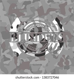 Blinders grey camouflaged emblem. Vector Illustration.