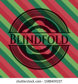 Blindfold christmas style emblem. Vector Illustration. Detailed.