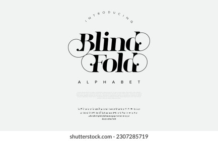 Blindfold elegant alphabet letters font and number. Classic Lettering Minimal Fashion Designs. Typography modern serif fonts decorative vintage design concept. vector illustration
