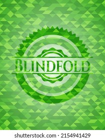 Blindfold green mosaic emblem. Vector Illustration. Detailed. 