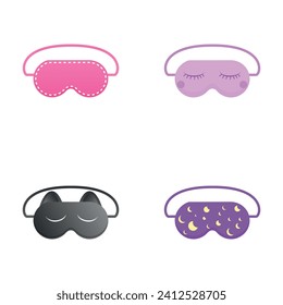 Blindfold icons set cartoon vector. Nightwear element for resting and relaxation. Sleep and night rest