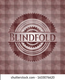 Blindfold red badge with geometric pattern background. Seamless.