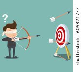 Blindfolded businessman shooting arrow , Business concept - vector illustration