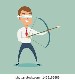 Blindfolded Businessman Shooting Arrow Missed Target Stock Vector ...