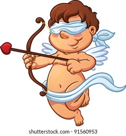 Blindfolded Cherub. Vector illustration with simple gradients. All in a single layer.