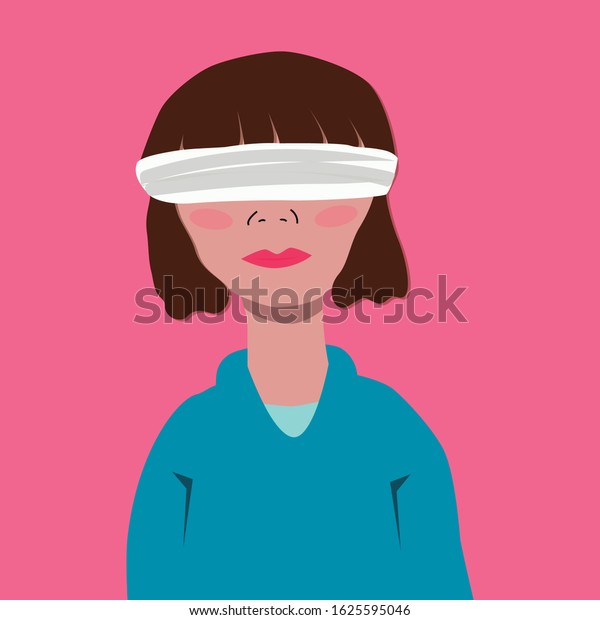 Blindfolded Girl Illustration Vector Pink Background Stock Vector Royalty Free 1625595046 6832