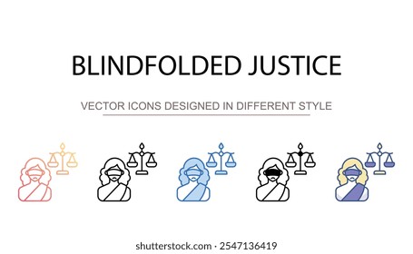 Blindfolded Justice icon design with white background stoc illustration