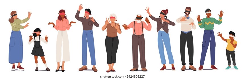 Blindfolded Male and Female Characters Navigate By Relying On Heightened Senses, Feeling Their Surroundings Through Touch, Sound, And Spatial Awareness, Showcasing Adaptability In Sensory Perception