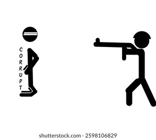 A blindfolded man standing with his hands behind his back undergoing punishment is only an illusion