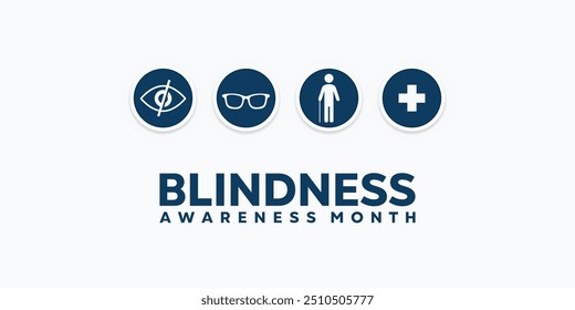 Blindness Awareness Month. Eye, glasses, people and plus icon. Great for cards, banners, posters, social media and more. White background. 