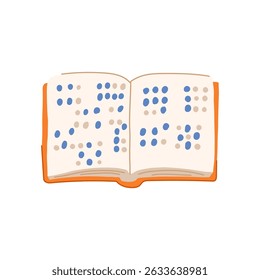 blindness braille textbook cartoon. inclusion embossing, transcription dot, system language blindness braille textbook sign. isolated symbol vector illustration