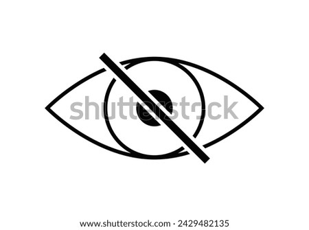 Blindness crossed out eye black icon.