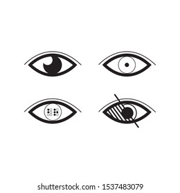 Blindness eye icon sets. Line vector. 