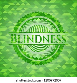 Blindness green emblem. Mosaic background