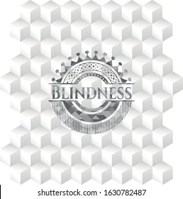 Blindness grey badge with geometric cube white background