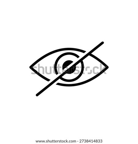 Blindness icon black and white vector eye with slash visual disability symbol accessible design