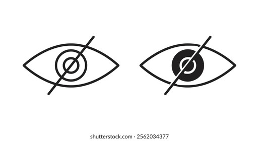 Blindness icons in flat and line style set.