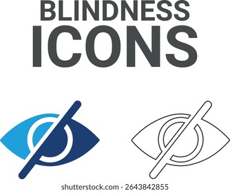 Blindness icons, Line art icons, Thin line icons set. Flat icon collection set. Simple vector icons