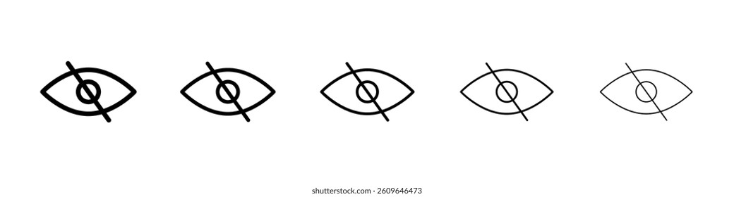 Blindness icons vectors set in different stroke lines